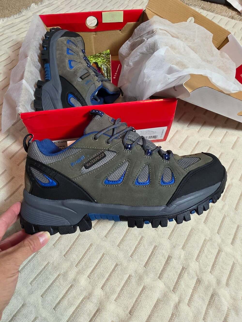 Propet Ridge Walker Low Size 10.5 X(3E) Grey Blue Hiking Boots